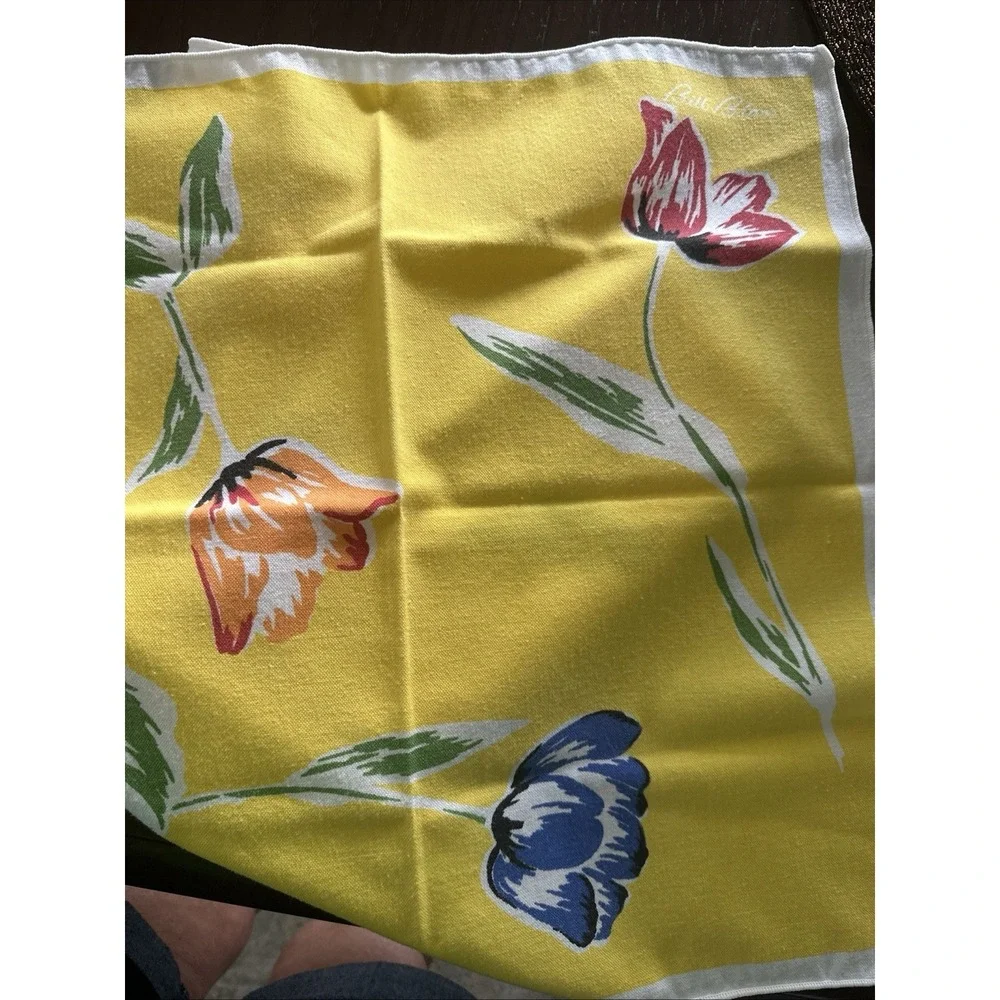 Set of 6 Vintage Yellow Tulip Napkins by Bill Blass Cotton Summer 17